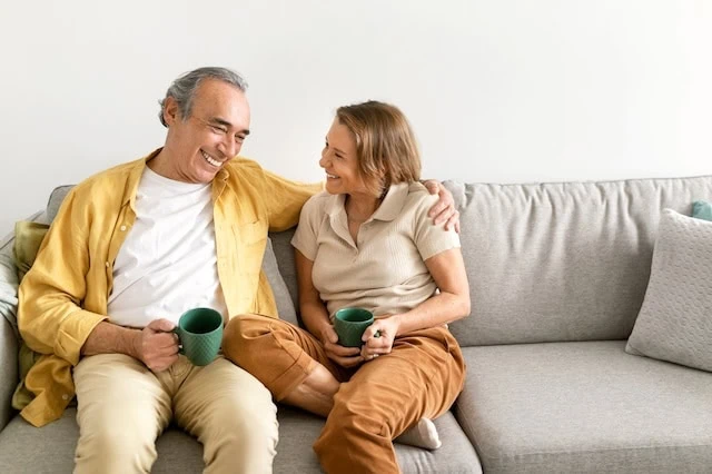 retirement coffee living room couple 640