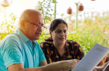 couple going over financial documents.