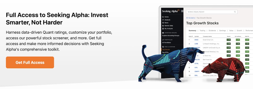 seeking alpha signup homepage.