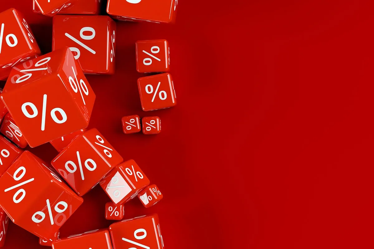a bunch of dice with percent signs on them.