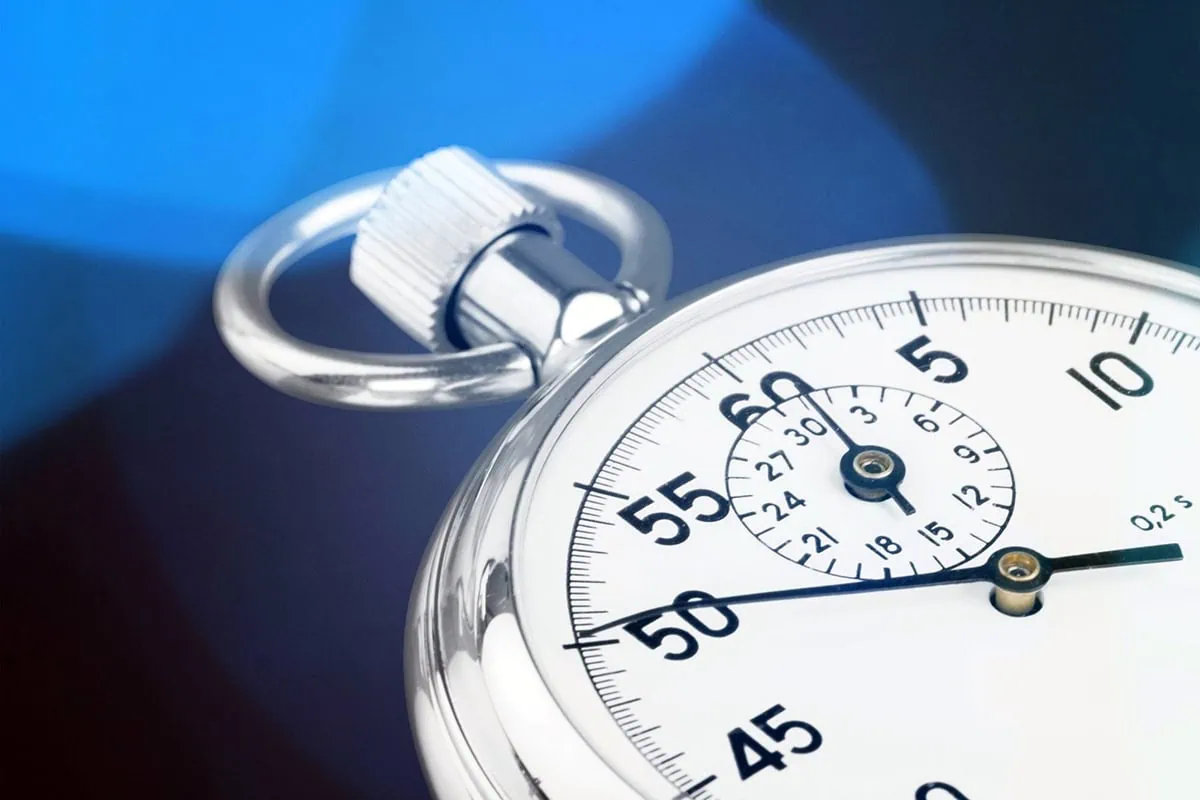 a stopwatch against a blue background.