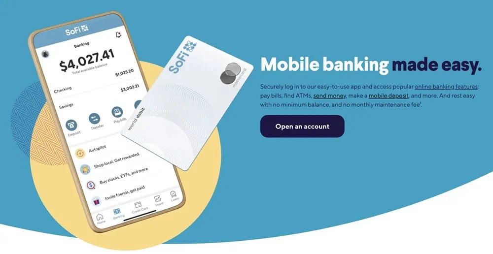 sofi checking and savings homepage.