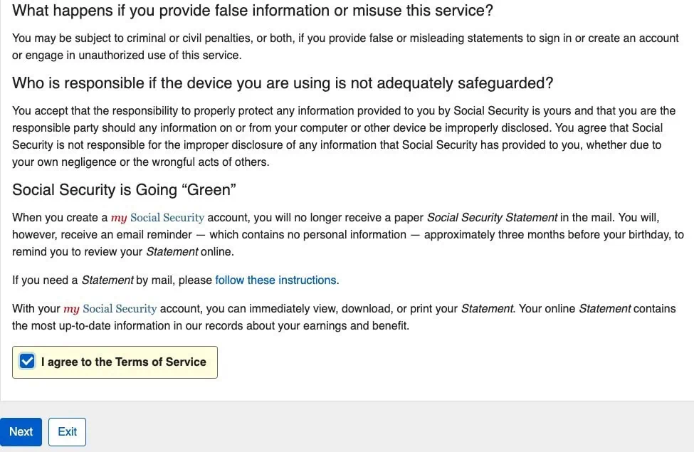 ssa step 4 terms of service