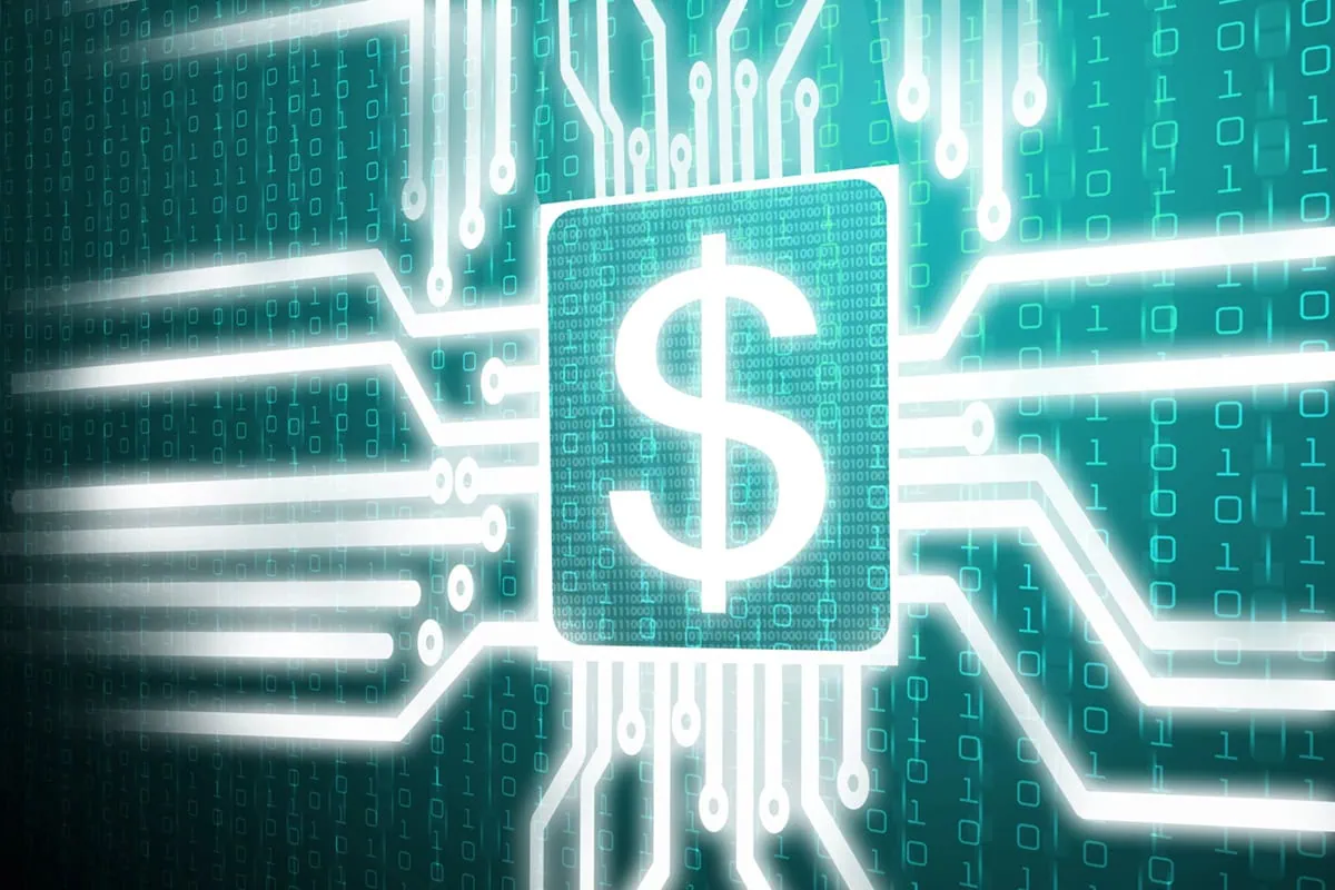 Gen Z vs. Baby Boomers: 12 Ways They Invest Differently for Retirement 14 Concept art of a circuitboard converging on a dollar sign.