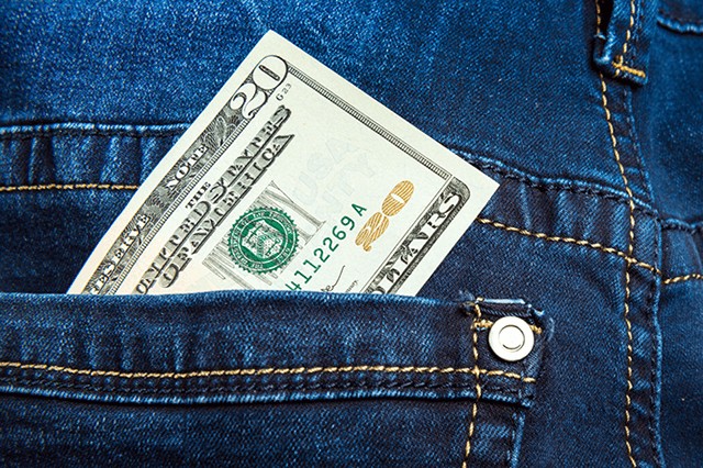 twenty dollars pants pocket