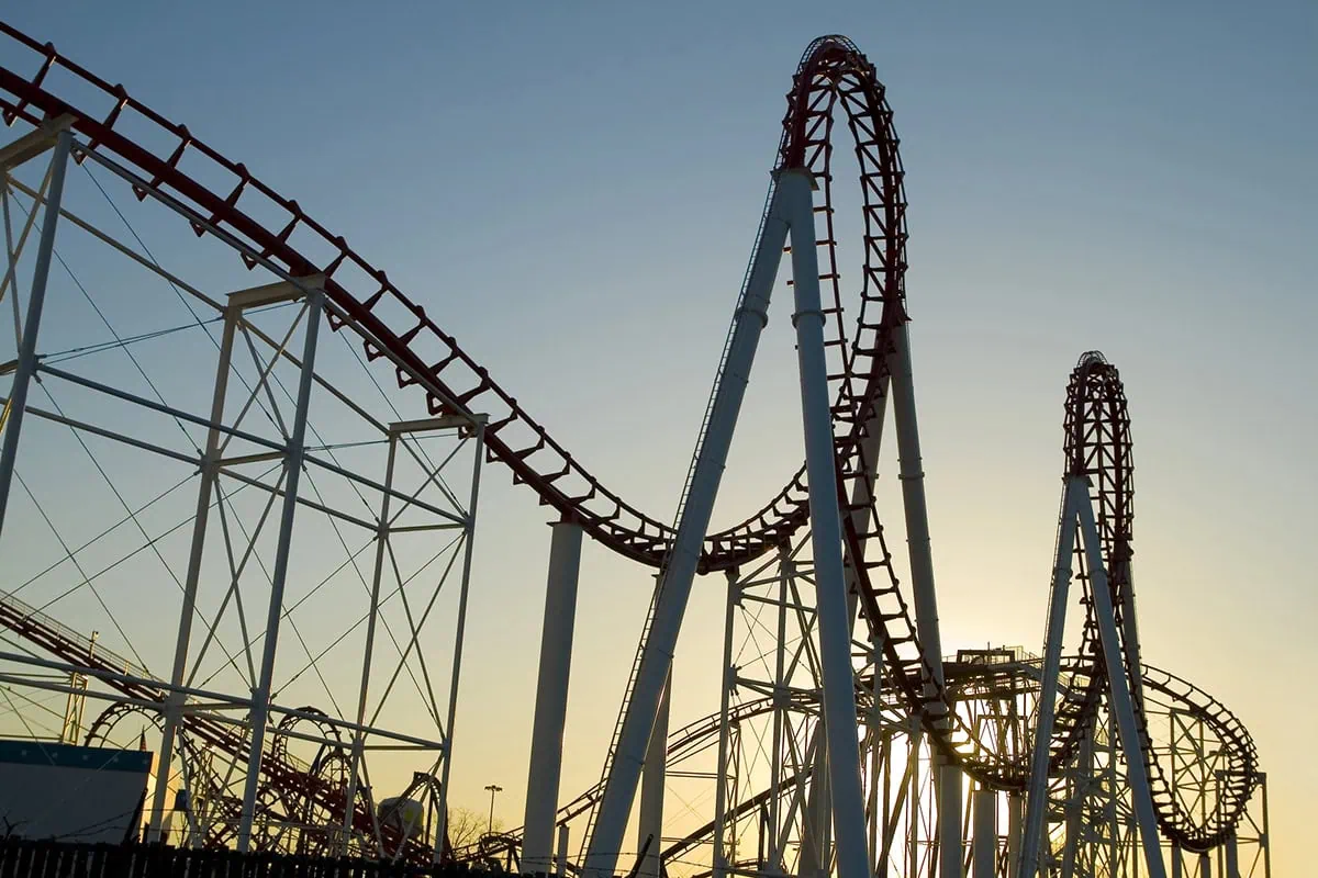 several loops on a roller coaster.